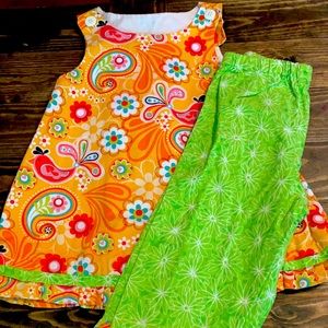 Orange handmade outfit. Size 6